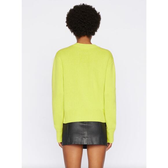 FRAME Clean Crewneck Cashmere Sweater Fresh Lime Boxy Fit Long Sleeve Women's M - Picture 10 of 10